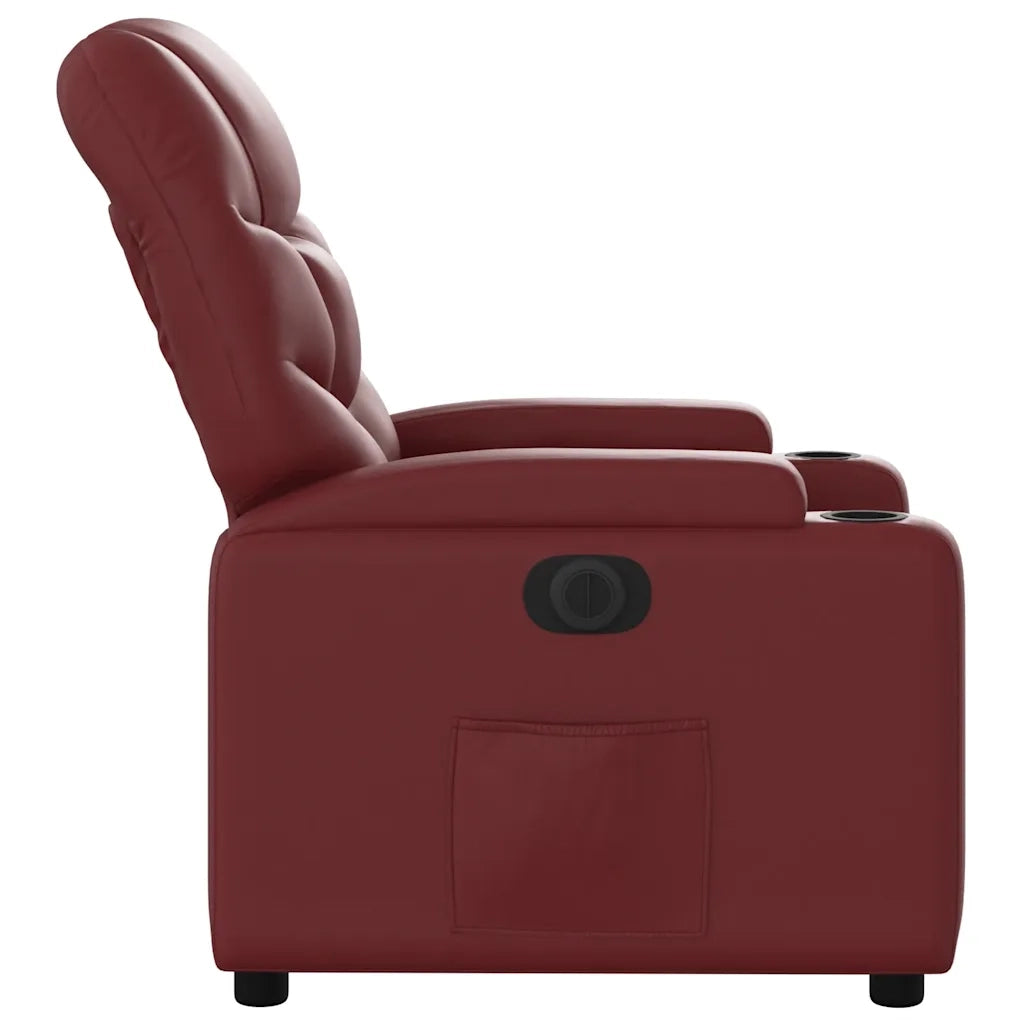 Poltrona | Sedia Relax Reclinabile Elettrica Rosso Vino in Similpelle