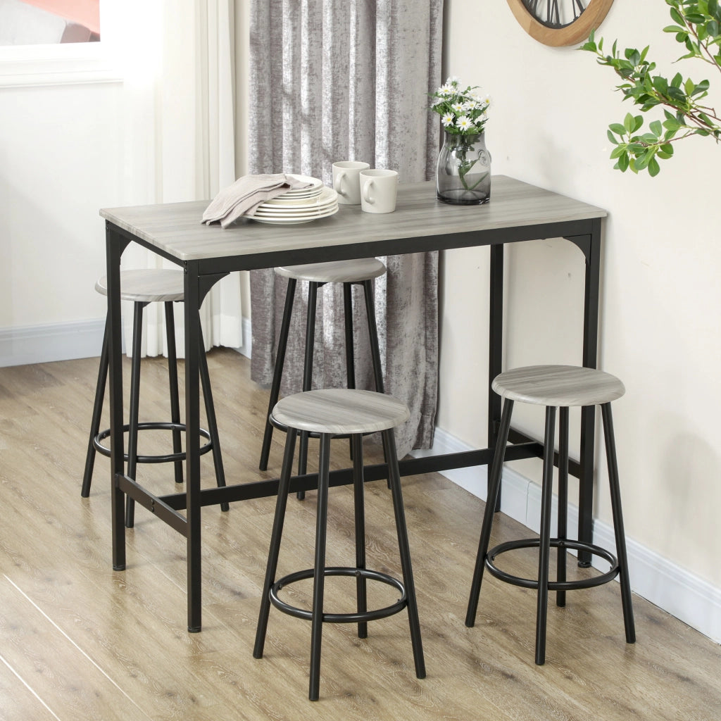 Set tavolo alto con 4 sgabelli ¨C Xylo ¨C Metallo nero legno cucina sala pranzo
