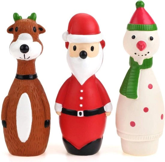 Set di 3 giocattoli per cani da compagnia per Natale - Latex giocattolo che emette suoni di campanello