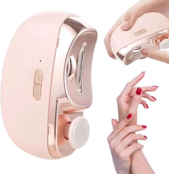 Nageltrattore elettrico 2 in 1 - 2026 migliorato - taglia e trucca unghie e piedi - con funzione di levigatura - Adatto per dita e piedi - 2 velocità regolabili - Adatto per anziani | Adulti | Donne - Rosa