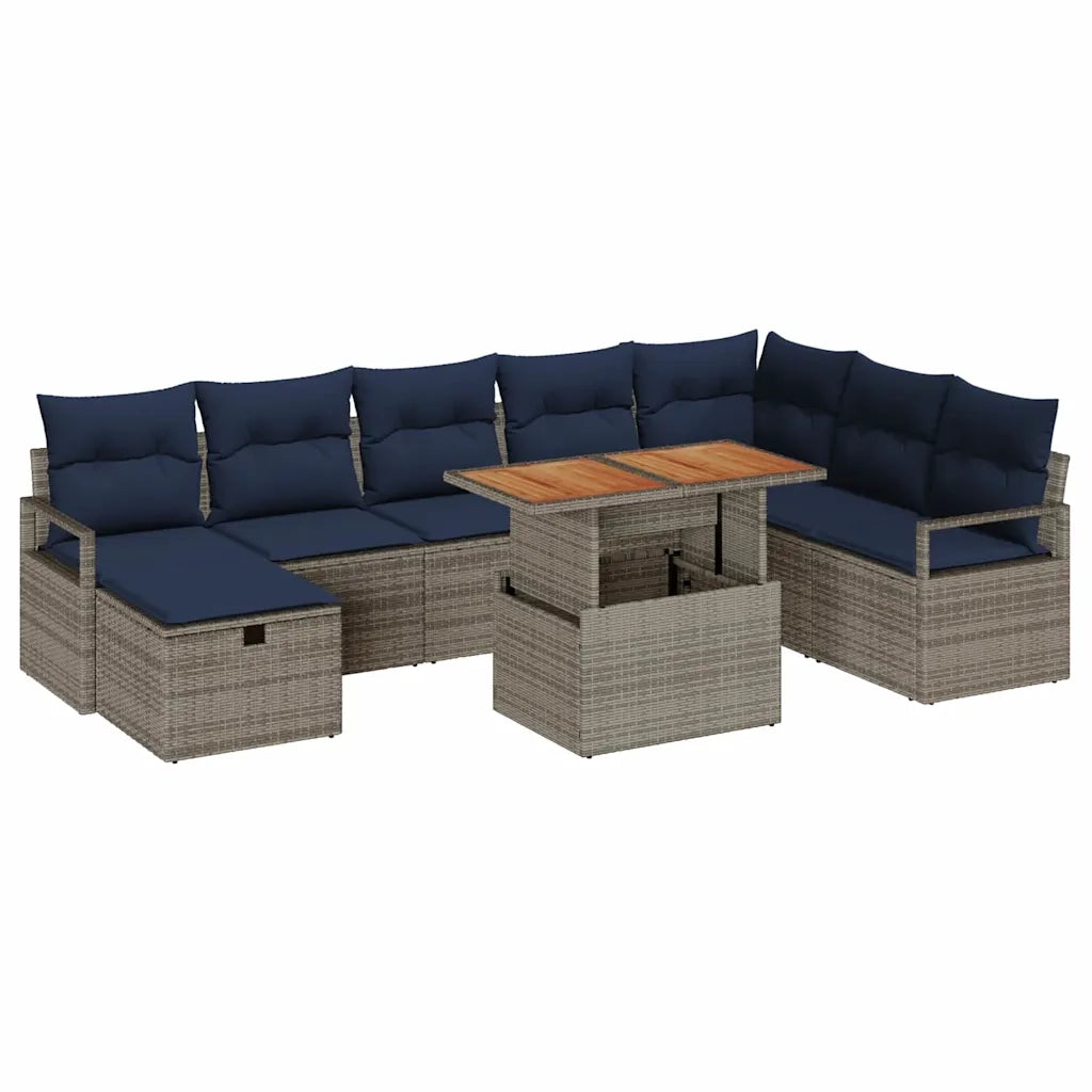 Set Divano da Giardino con cuscino 9 pcs Grigio polyrattan 3360014