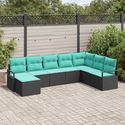 Set di divani con cuscino 8 pcs Nero polyrattan 3346506