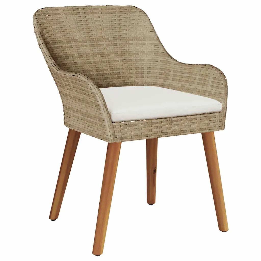 Set da Pranzo per Giardino con cuscino 3 pcs Beige polyrattan 3261691