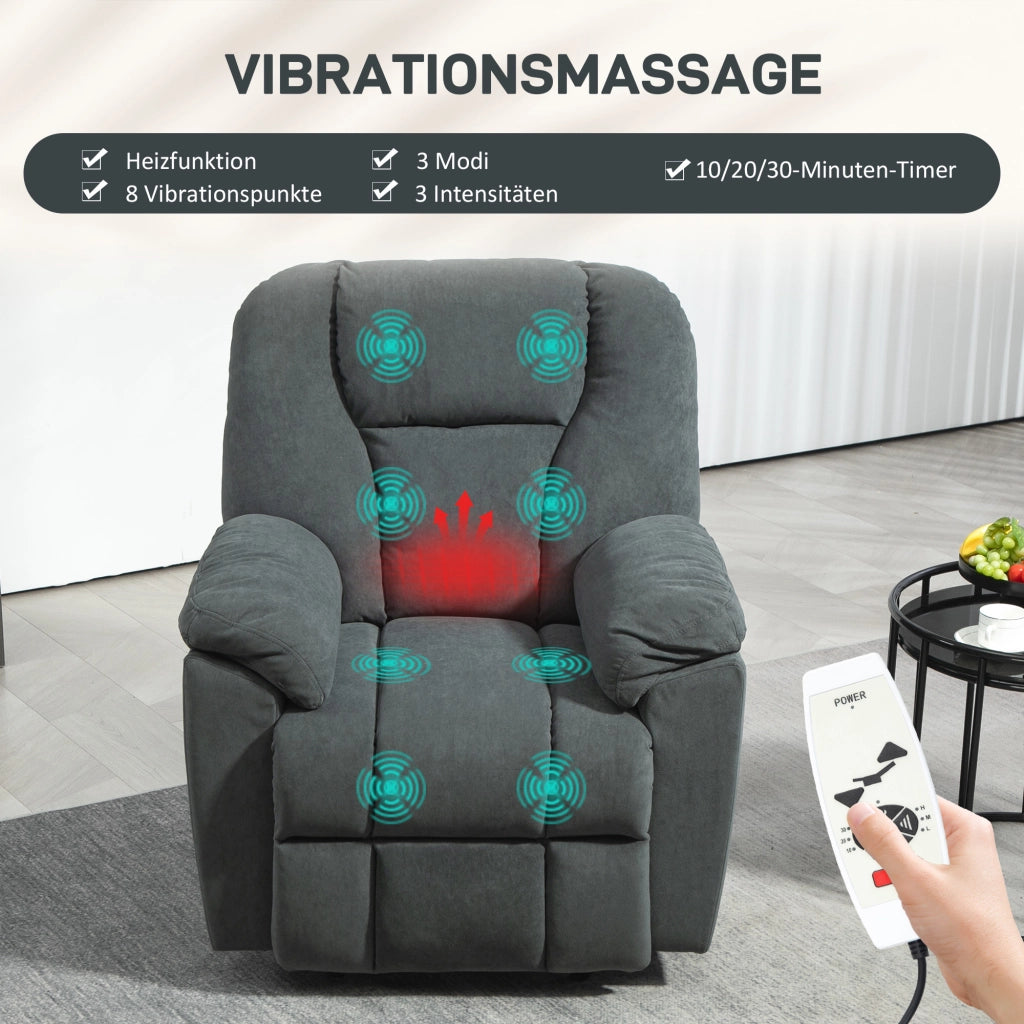 Poltrona TV elettrica reclinabile con funzione reclinabile, funzione riscaldante, poltrona massaggiante con tasca laterale, reclinabile con porte