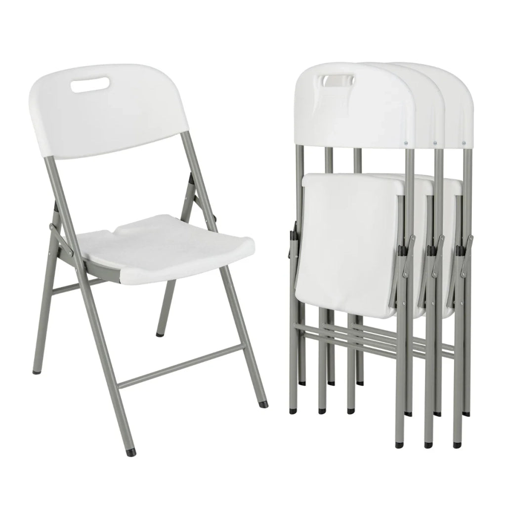 Set di 4 sedie pieghevoli 58 x 45,5 x 84 cm comode ergonomiche per uso esterno stile moderno HDPE bianco 20_0012595