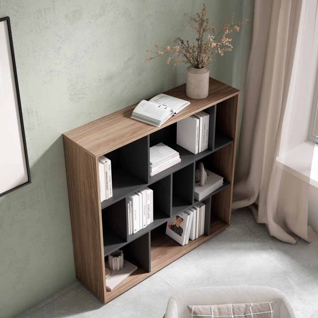 Libreria Herdasa effetto noce e grafite 117x119x32