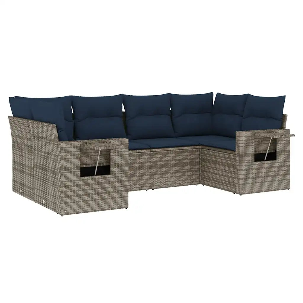Set Divani da Giardino 6 pz con Cuscini Grigio in Polyrattan 3220580
