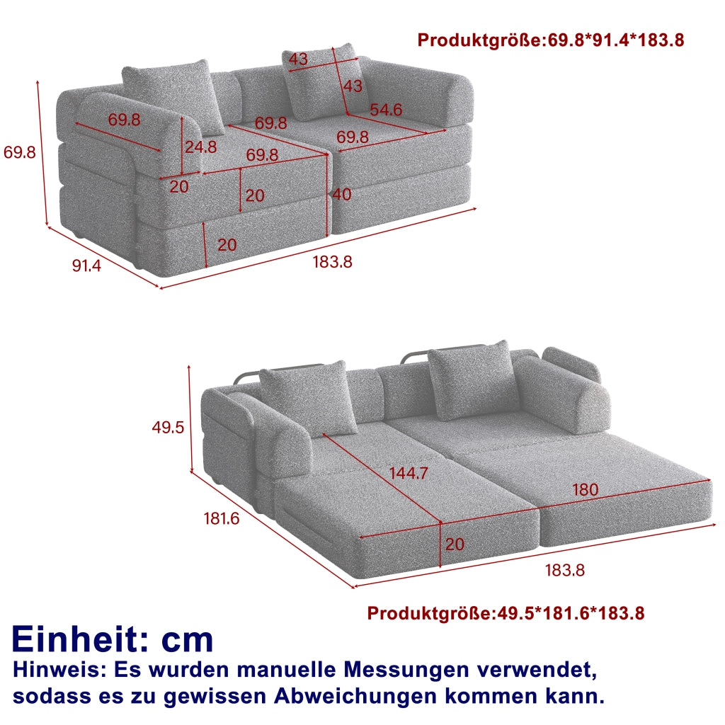Divano Letto 2 in 1 con Contenitore ¨C Xylo ¨C Chenille, Struttura in Metallo