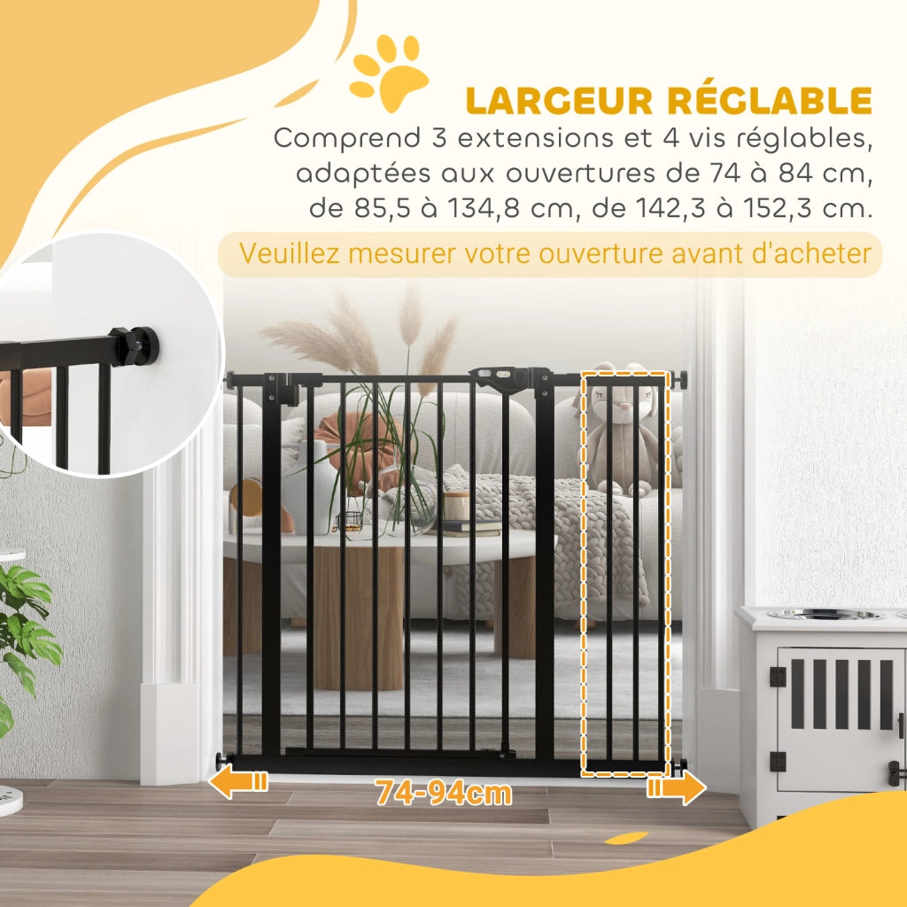Barriera di sicurezza per animali con porta e chiusura automatica ¨C Minimal ¨C Nero, 1 estensione
