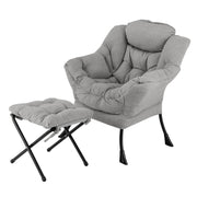 Poltrona relax con pouf pieghevole 80 x 74 x 97 cm comfort ottimale relax moderno imbottitura in sherpa grigio 20_0011260