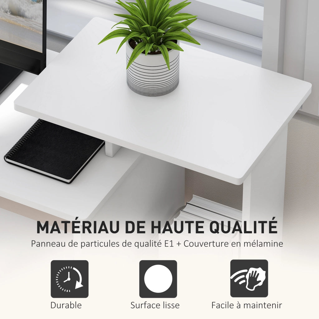 Scrivania per computer con cassetti e scaffale ¨C Minimal ¨C nero bianco 90x50x75