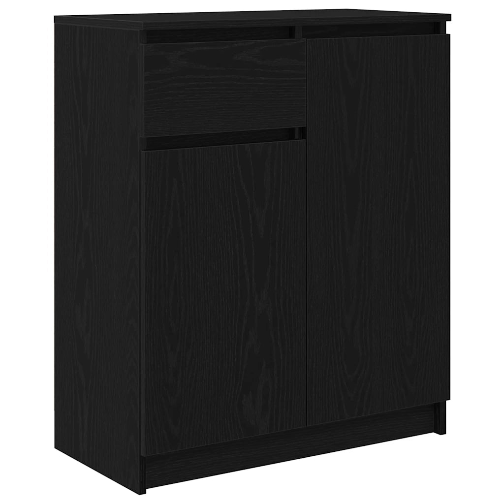 Credenza | Madia | Buffet da pranzo | Armadio da pranzo con Cassetto Rovere Nero 71x35x84 cm Legno Multistrato