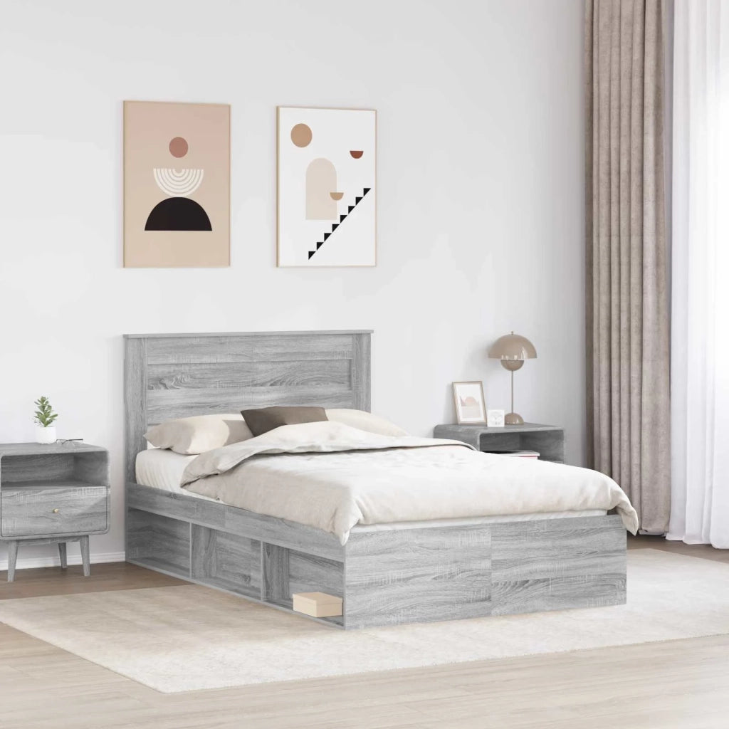 Struttura del letto Grigio Sonoma 135 x 190 cm Pino massello 3409772