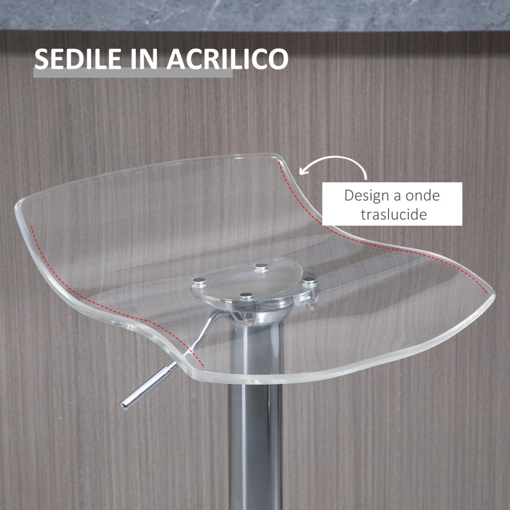 Set 2 Sgabelli da Bar Girevoli in Acrilico Trasparente