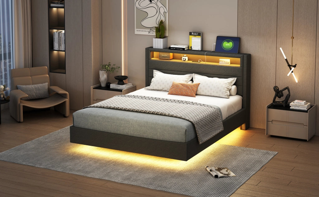 letto imbottito lino grigio 140 x 200 cm
