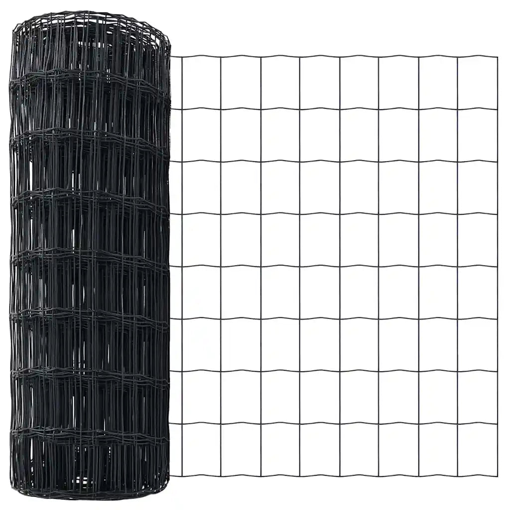 Recinzione con Posto Grigio 0,6 x 25 m Acciaio e PVC 3350710