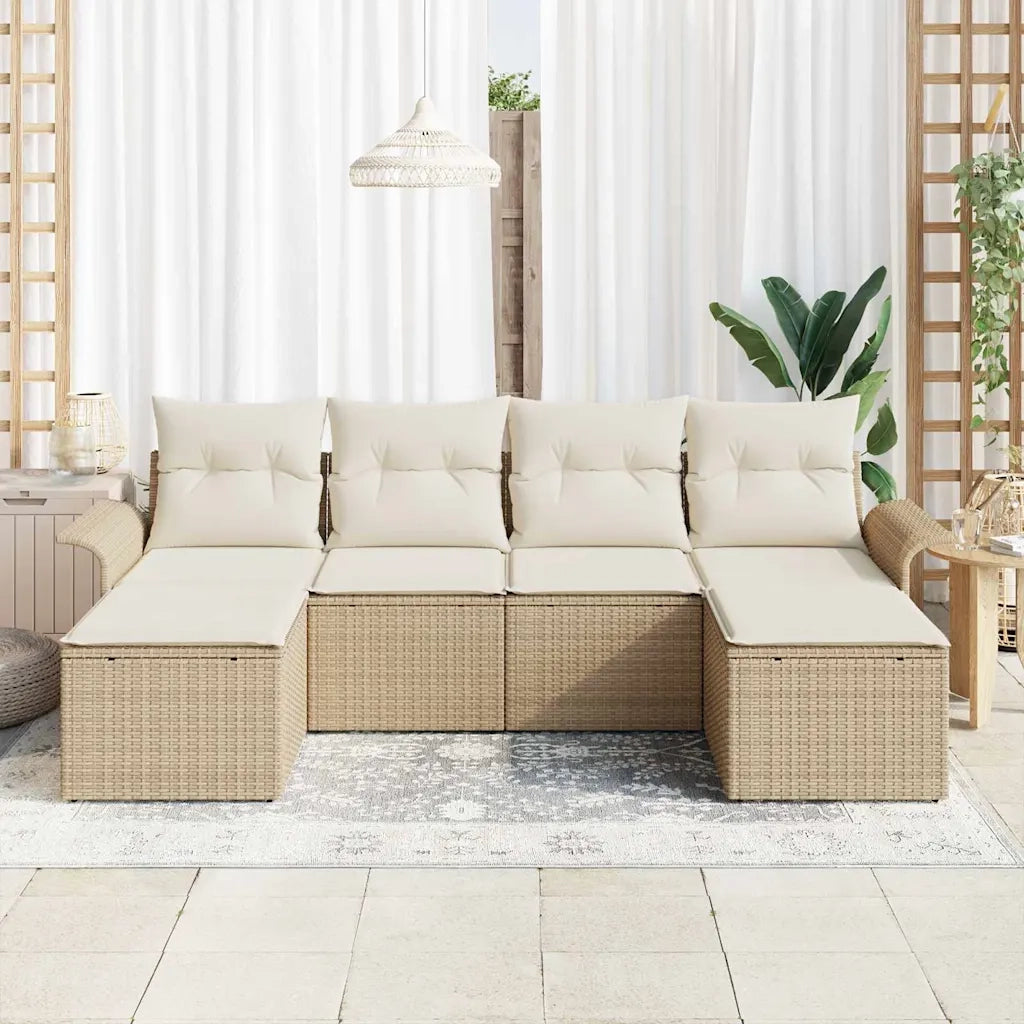 Set Divano da Giardino con archiviazione 6 pcs Beige polyrattan 3354140