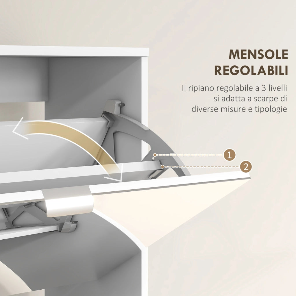 Scarpiera con Specchio e Cassetti ¨C Minimal ¨C Bianco 76x26x178