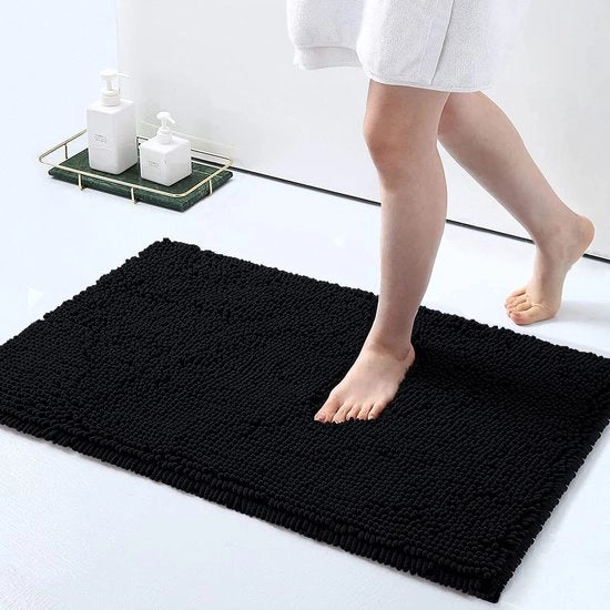 Badmat Antiscivolo a Microfibre Chenille - 40 x 60 cm, Nero