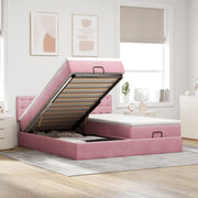 Struttura Letto Pouf con Materassi Rosa 160x200 cm Velluto 3312109