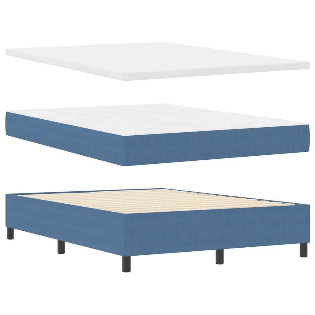 Letto a molle Blu e Bianco 160 x 200 cm Tessuto in Cords 3337475