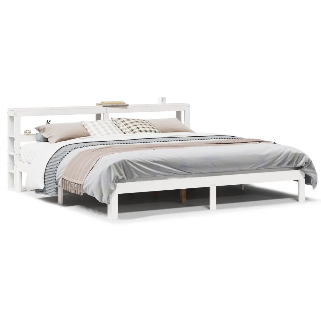 Letto matrimoniale | Letto per adulti | Giroletto con Testiera senza Materasso Bianco 200x200 cm