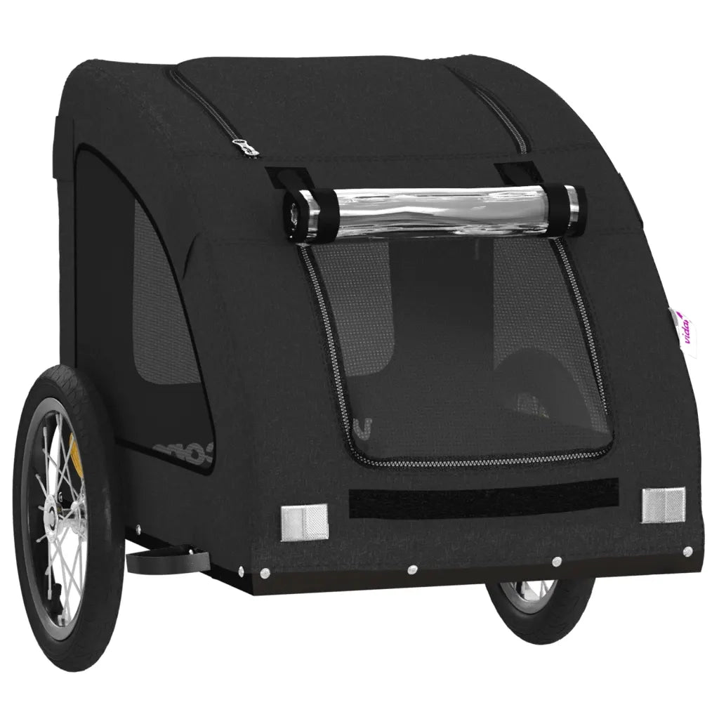 Rimorchio da Bici per Animali Nero Oxford e Ferro 93961