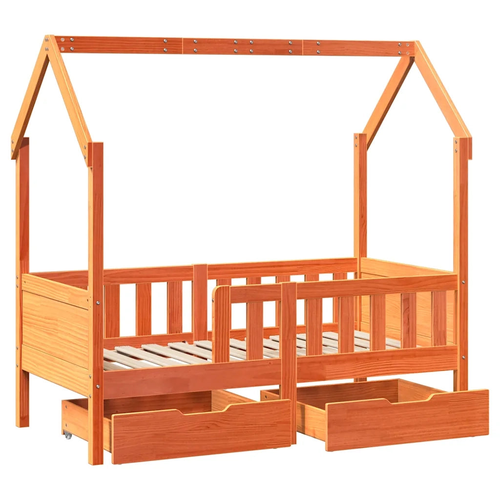 Giroletto per Bambini con Cassetti 80x170cm Legno Massello Pino 3302043