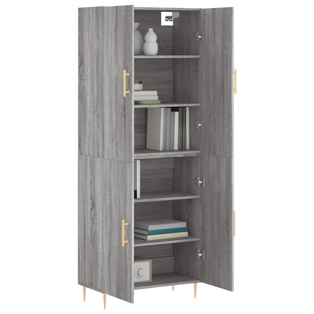 Credenza Grigio Sonoma 69,5x34x180 cm in Legno Multistrato 3195673