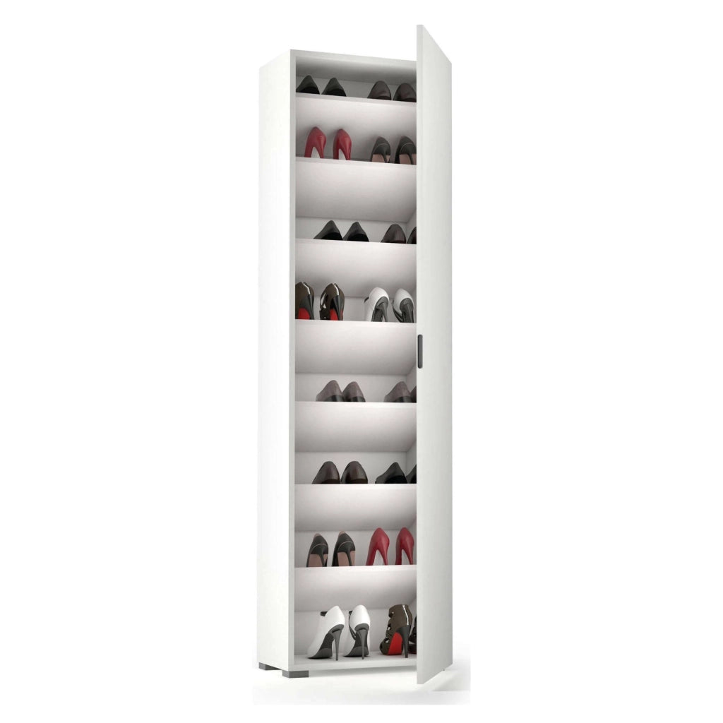 Abuela, Armadio Multiuso 1 Anta 7 Ripiani Made in Italy, 50x182h cm Bianco