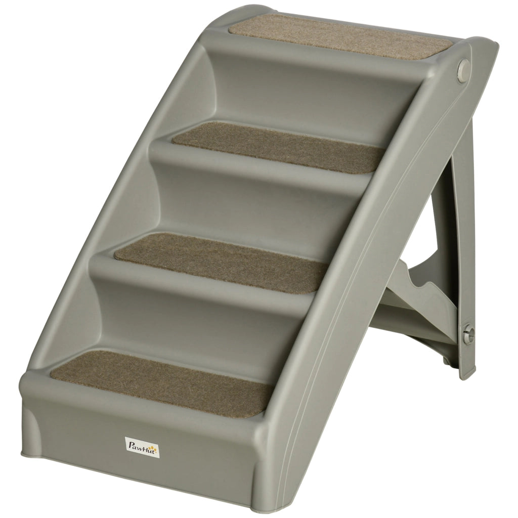 Scalino per Letti Cani Gatti Portatile con Tappetino Antiscivolo ¨C Minimal ¨C Grigio 62x38x49,5 cm