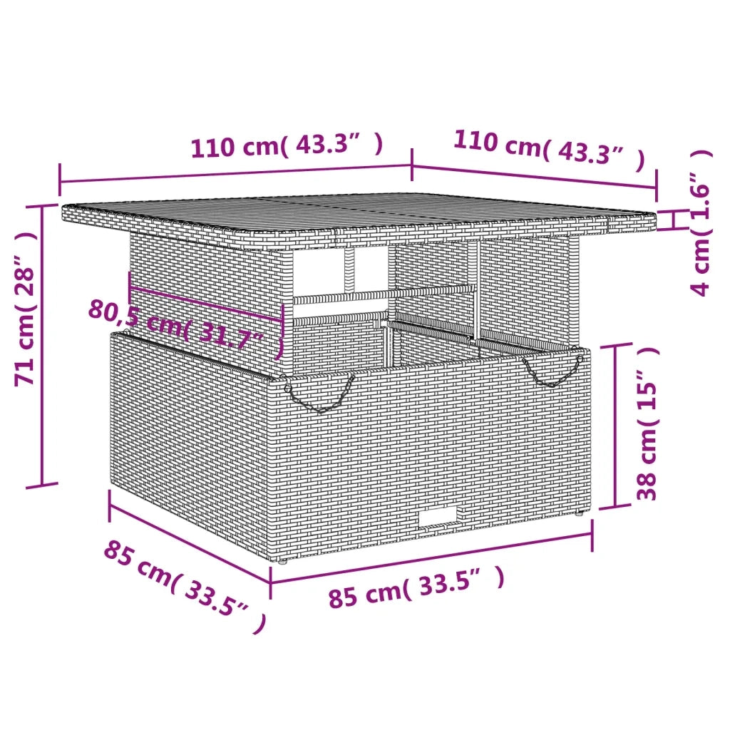 Set da Pranzo da Giardino 5 pz Nero con Cuscini in Polyrattan 3277317