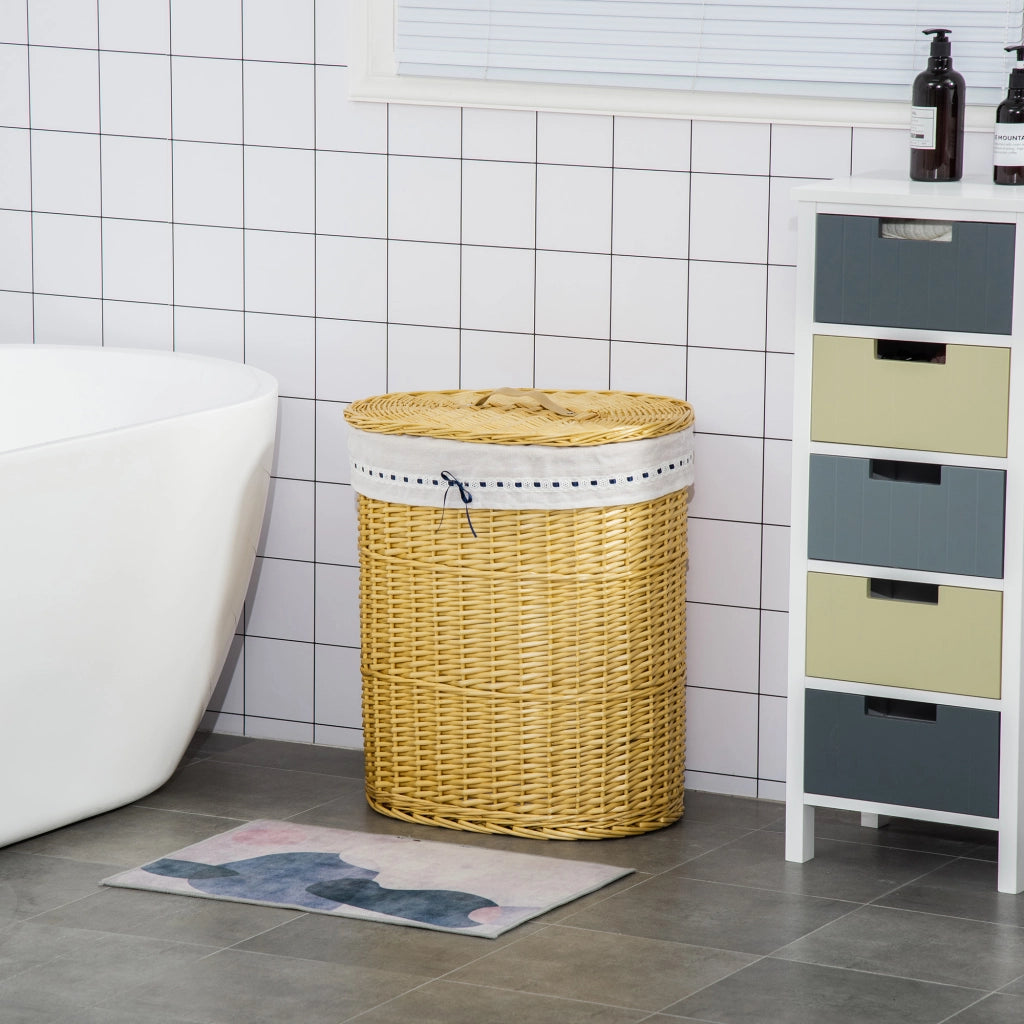 Cesto portabiancheria in vimini con coperchio e manici ¨C Xylo ¨C Naturale con sacco removibile