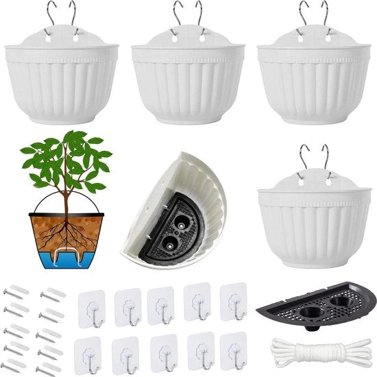 Pianta Verticale per Giardino - Moderna Bianca - 5 Pack - Appesa al Muro - Indoor Outdoor - Decorazione per Erbe e Fiori di Cucina per Balcone