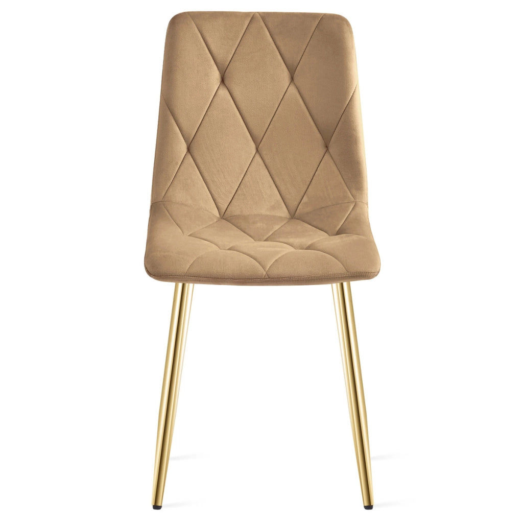 Set di 2 sedie Libra in velluto marrone e gambe oro