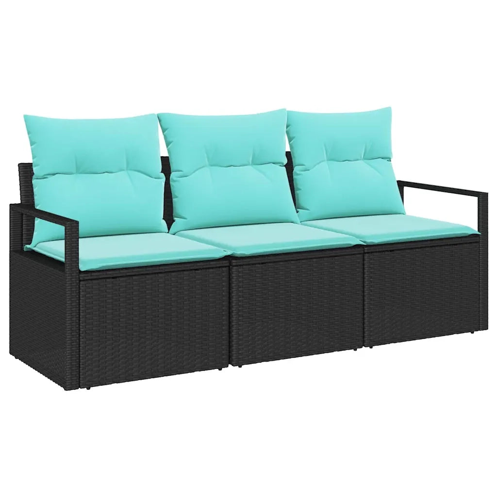 Set di divani 3 pcs Nero polyrattan 3346246