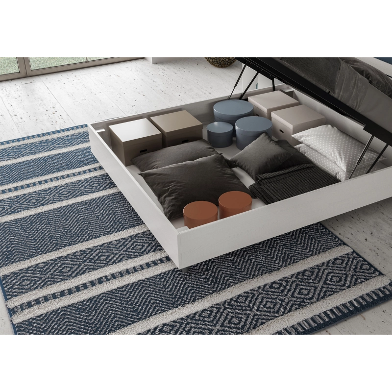 Letto Matrimoniale 160x200 cm struttura bianco frassino testata Grace - Contenitore,Microfibra,Tè verde