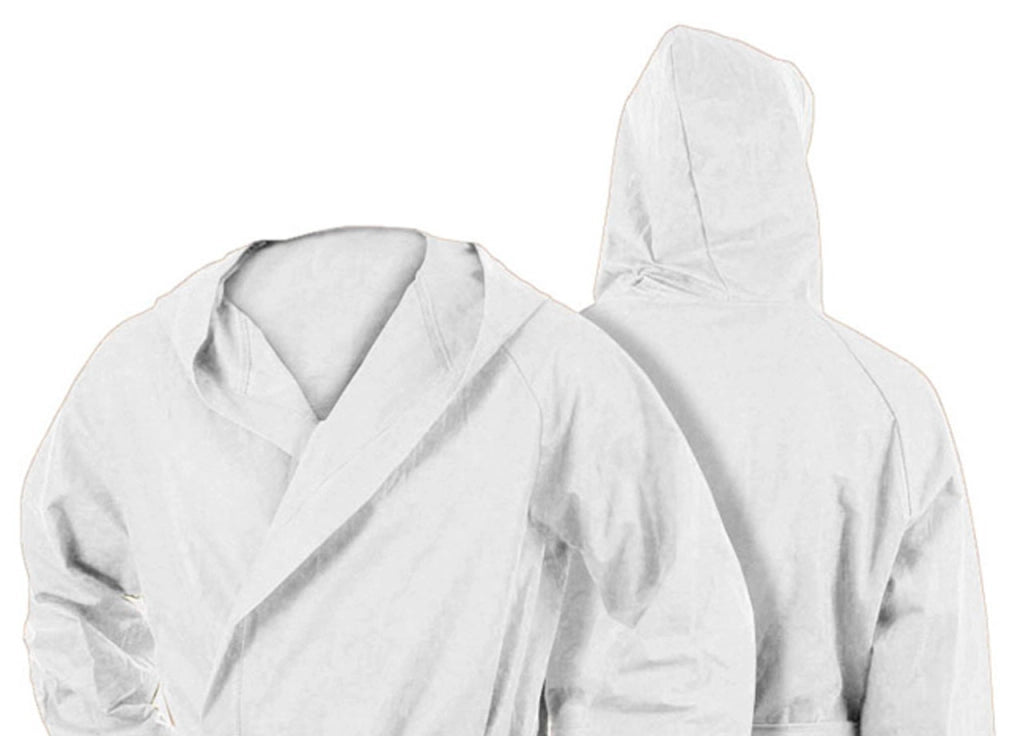 Accappatoio Con Cappuccio In Microfibra Taglia Adulto Unisex In Tinta Unita - S - Bianco