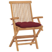 Sedie Giardino con Cuscini Rosso Vino 4 pz | Sedie da Esterno Legno Massello Teak