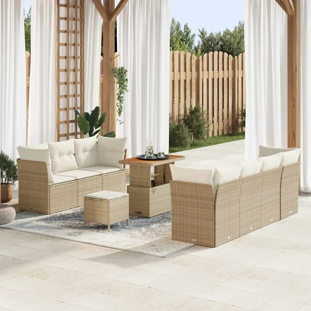 Set Divano da Giardino con cuscino 10 pcs beige e panna 3363401