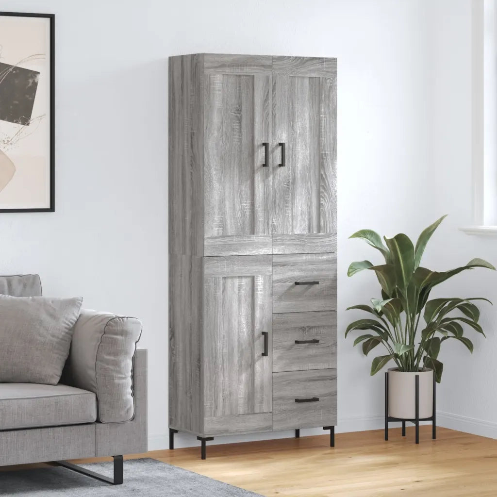 Credenza Grigio Sonoma 69,5x34x180 cm in Legno Multistrato 3200007
