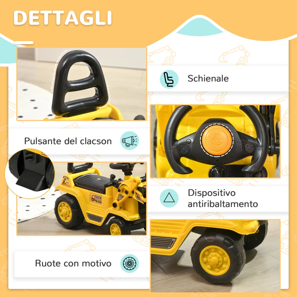 Giocattolo Escavatore per Bambini ¨C Minimal ¨C Giallo e Nero 80x26.5x39 cm