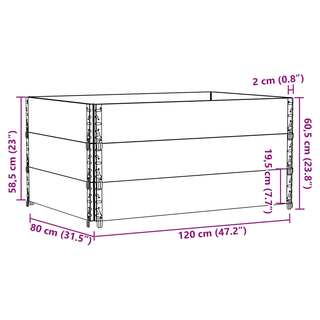 Fioriera da Giardino Nera 120x80 cm Legno Massello di Pino 3295424