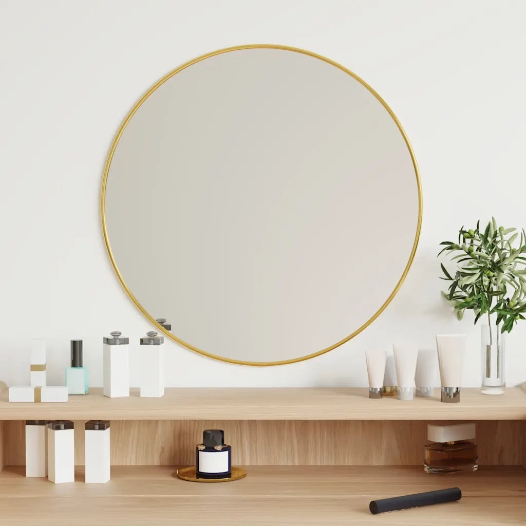 Specchio da Parete | Specchio decorativo Dorato ? 50 cm Rotondo