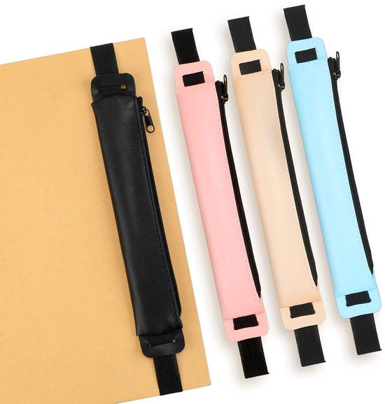 Set da disegno 4 pezzi in PU pelle, set per quaderno, quaderno, set per quaderno e planner con cinturino elastico, disponibile in rosso, blu, kaki, nero