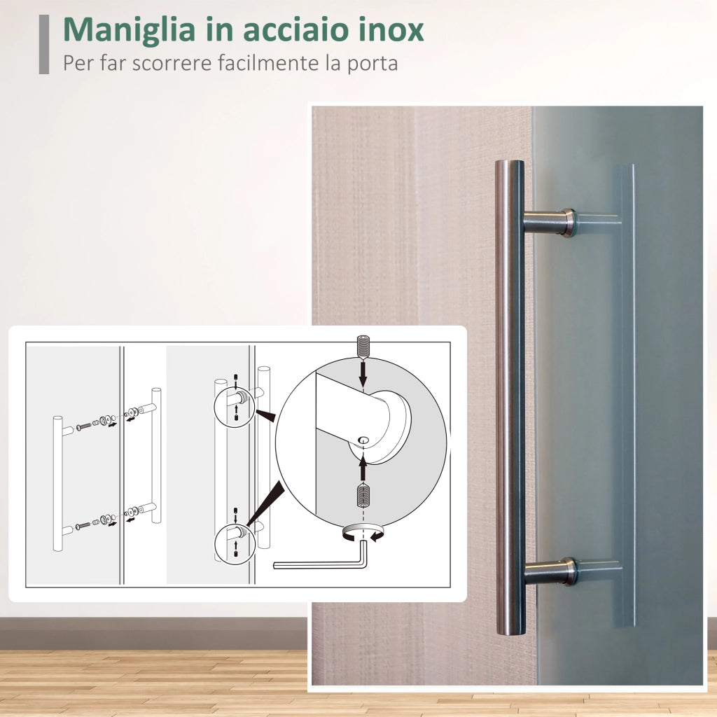 Porta Scorrevole in Vetro Smerigliato ¨C zephmum ¨C Grigio 205x90x0.8cm
