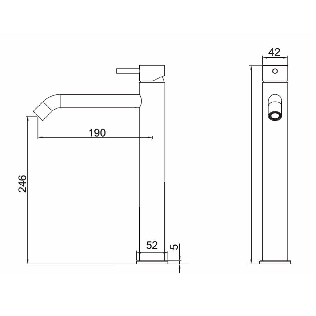 SINED Rubinetto miscelatore lavabo inox satinato in acciaio 316L modello LEVANTE Alto da 25 cm per bagni eleganti e funzionali