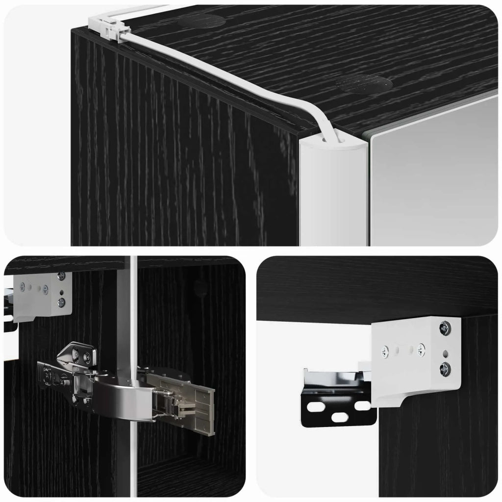 Mobiletto per specchio da bagno Rovere Nero 889272