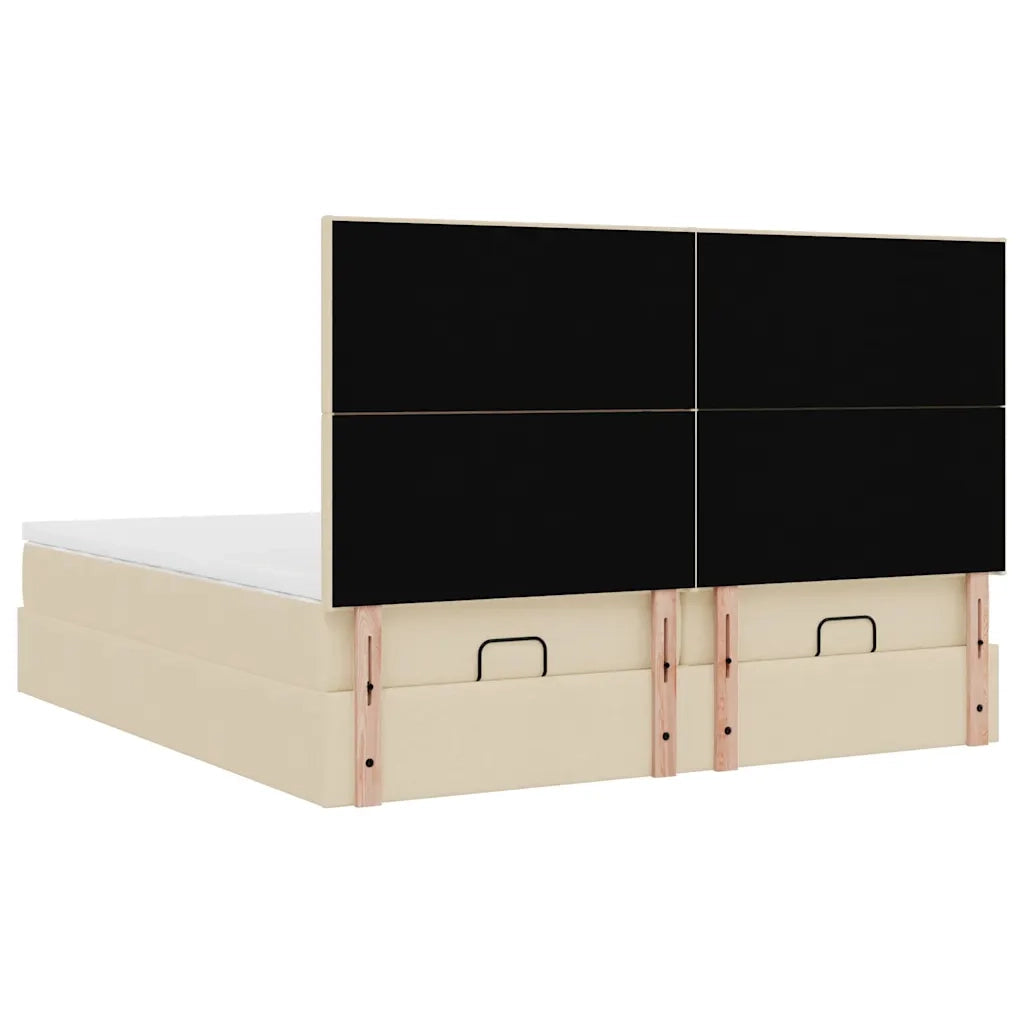 Struttura Letto Pouf con Materassi Crema 180x200 cm in Tessuto 3313676