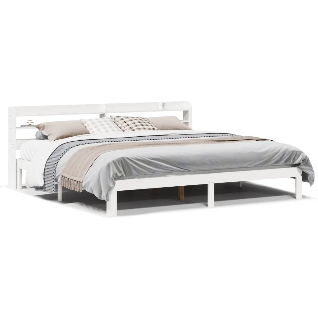 Giroletto con Testiera senza Materasso-Struttura Letto Bianco 200x200 cm 351469
